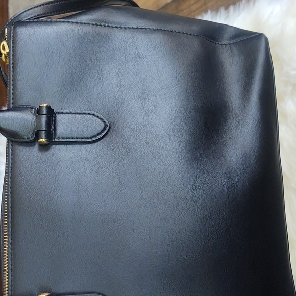Lauren Ralph Lauren Black Leather Newbury Double zip Crossbody Satchel - Picture 14 of 17